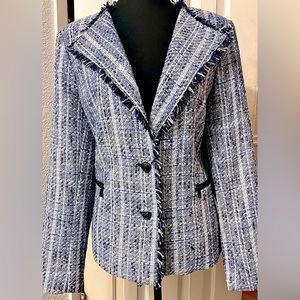 Karl Lagerfeld Women’s tweed Blazer (blue plaid)